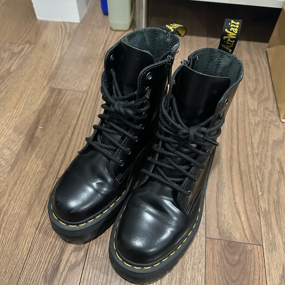 Dr. Martens Jadon Black Leather Boots, size 6